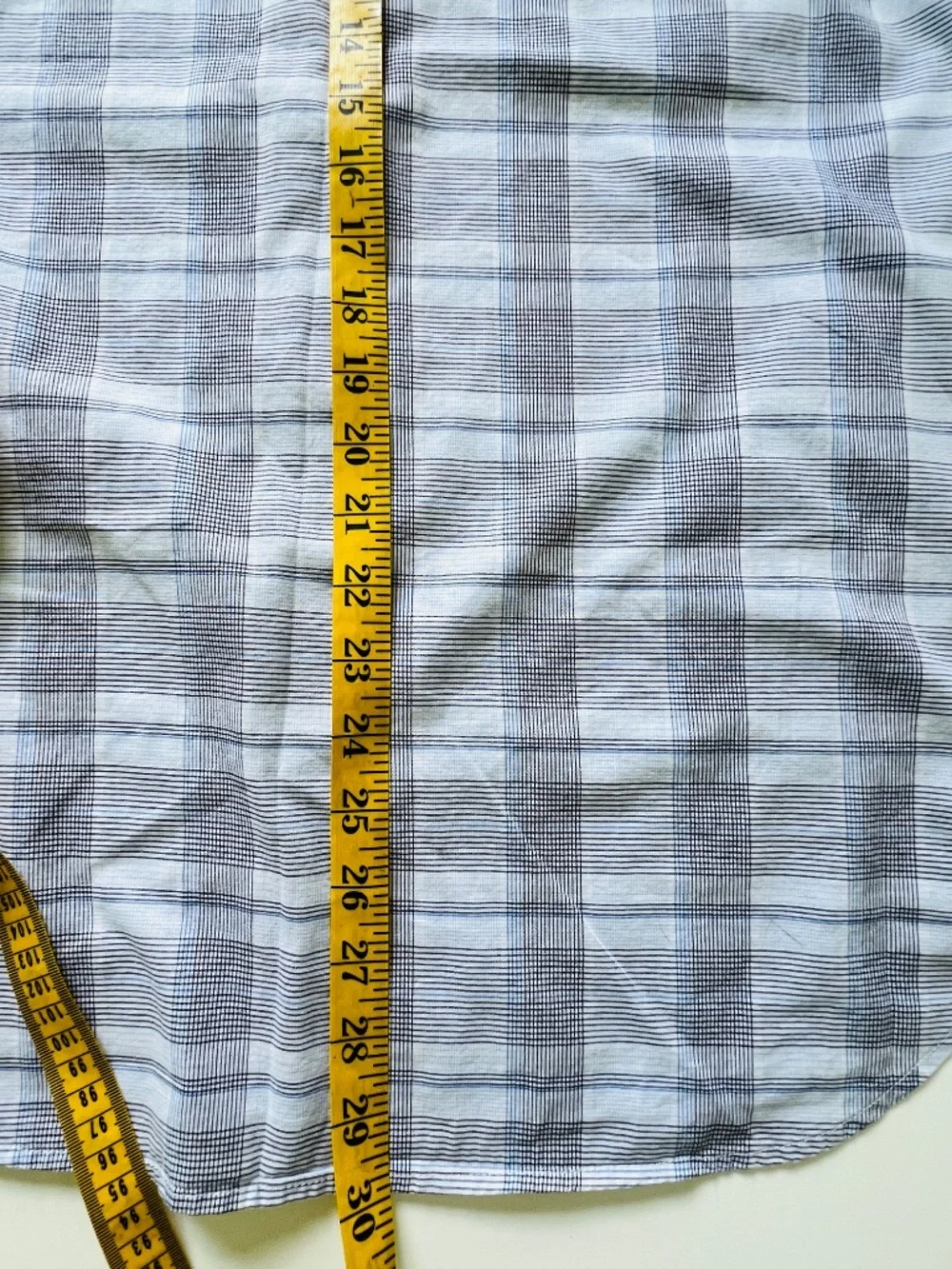 Banana Republic Shirt Size Med Short Sleeve Button Up Blue & White Plaid Retro